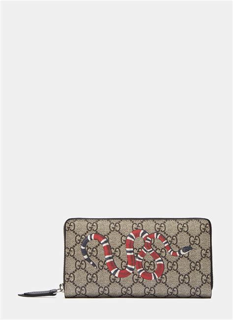 gucci gg supreme zip-around wallet brown|gucci wallet snake original.